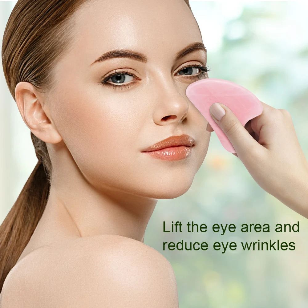 Natural Jade Gua Sha Board Original Rose Quartz Facial Massager Roller Stone Massage Face Neck Skin Lifting Care Face Mask