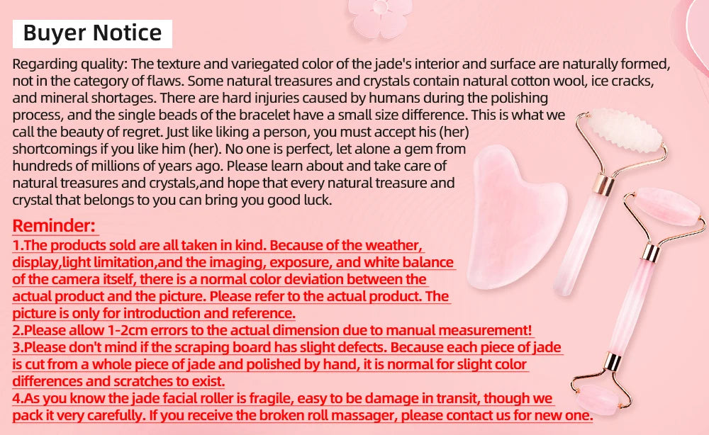 Natural Jade Gua Sha Board Original Rose Quartz Facial Massager Roller Stone Massage Face Neck Skin Lifting Care Face Mask