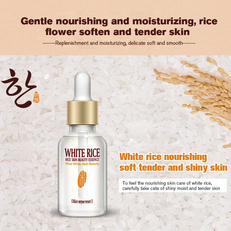 New White Rice Whitening Serum Face Moisturizing Cream Anti Wrinkle Anti Aging Face Fine Lines Acne Treatment Skin Care 15ml
