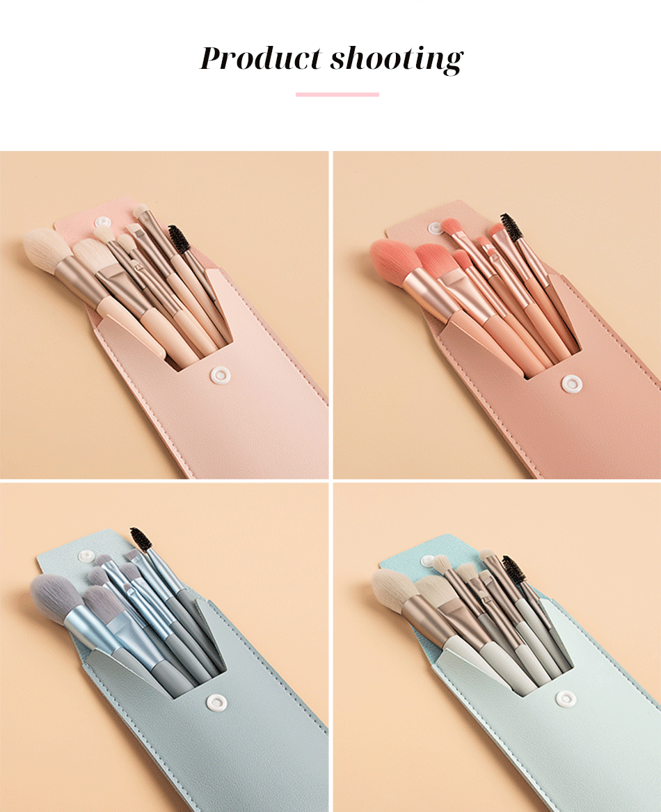 8pcs Travel Women Unicorn Makeup Brushes Set Portable Soft Concealer Beauty Foundation Eye Shadow Tool Eyelash Brush With Bag