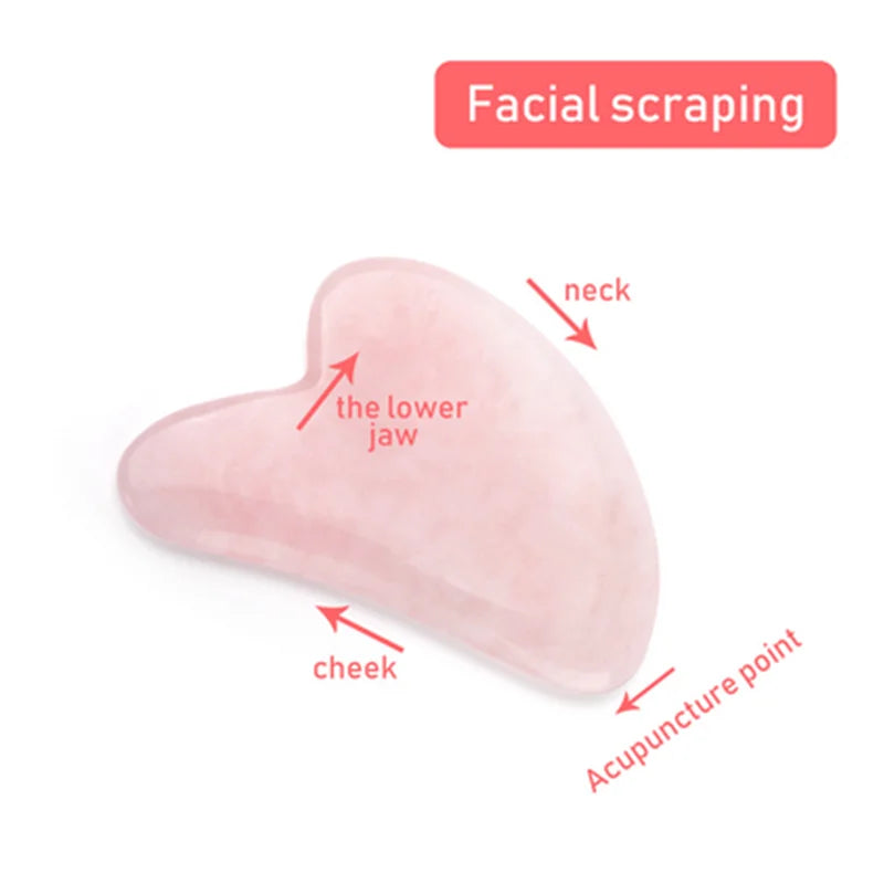 Natural Jade Gua Sha Board Original Rose Quartz Facial Massager Roller Stone Massage Face Neck Skin Lifting Care Face Mask