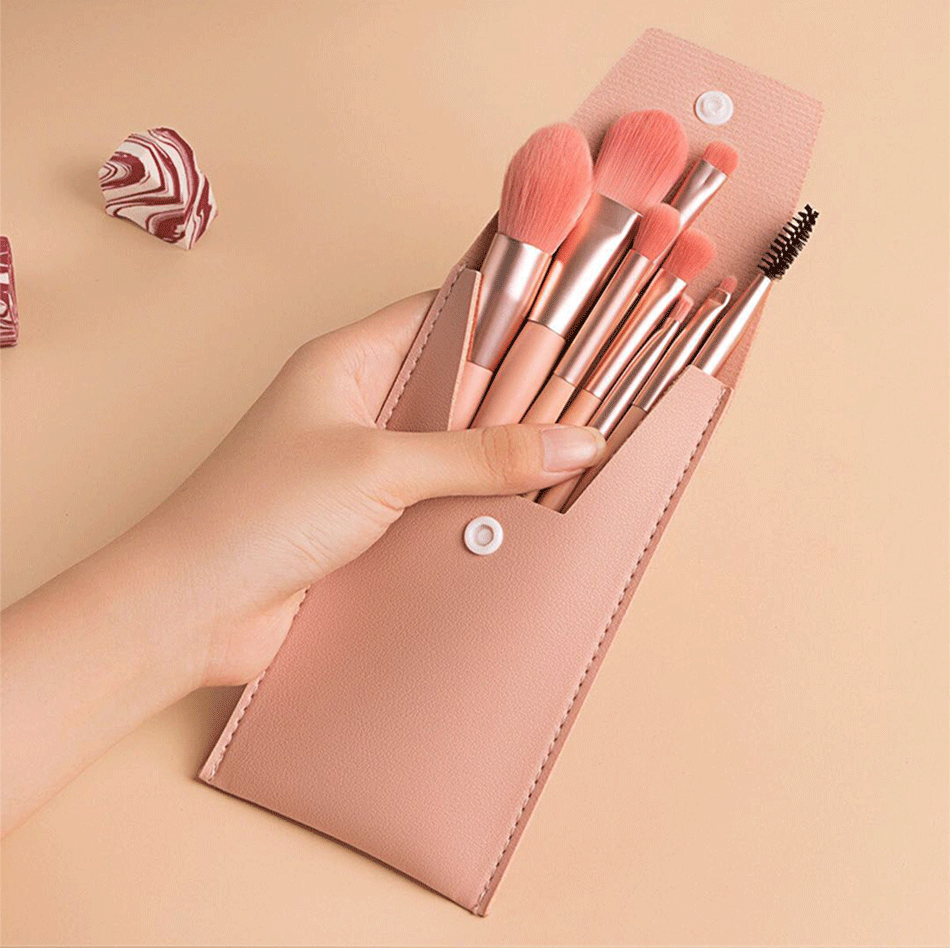 8pcs Travel Women Unicorn Makeup Brushes Set Portable Soft Concealer Beauty Foundation Eye Shadow Tool Eyelash Brush With Bag