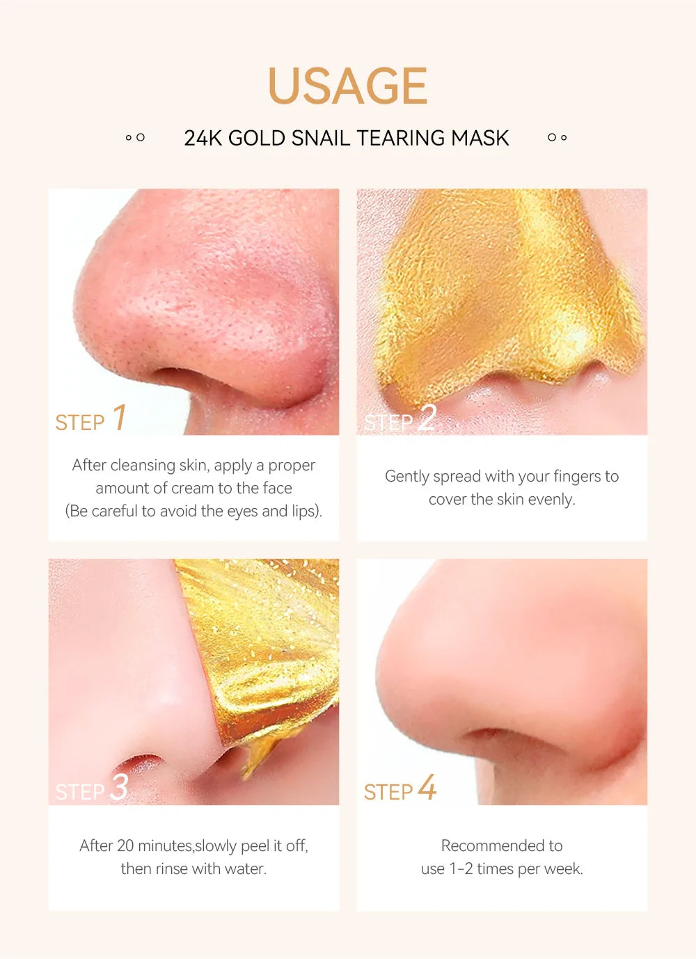 LAIKOU 24K Gold Sakura Peeling Face Mask Firming Brightening Blackhead Removal Facial Tear Off Mask Skin Care Products