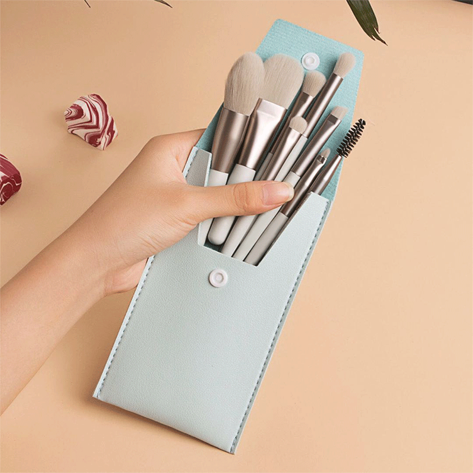 8pcs Travel Women Unicorn Makeup Brushes Set Portable Soft Concealer Beauty Foundation Eye Shadow Tool Eyelash Brush With Bag