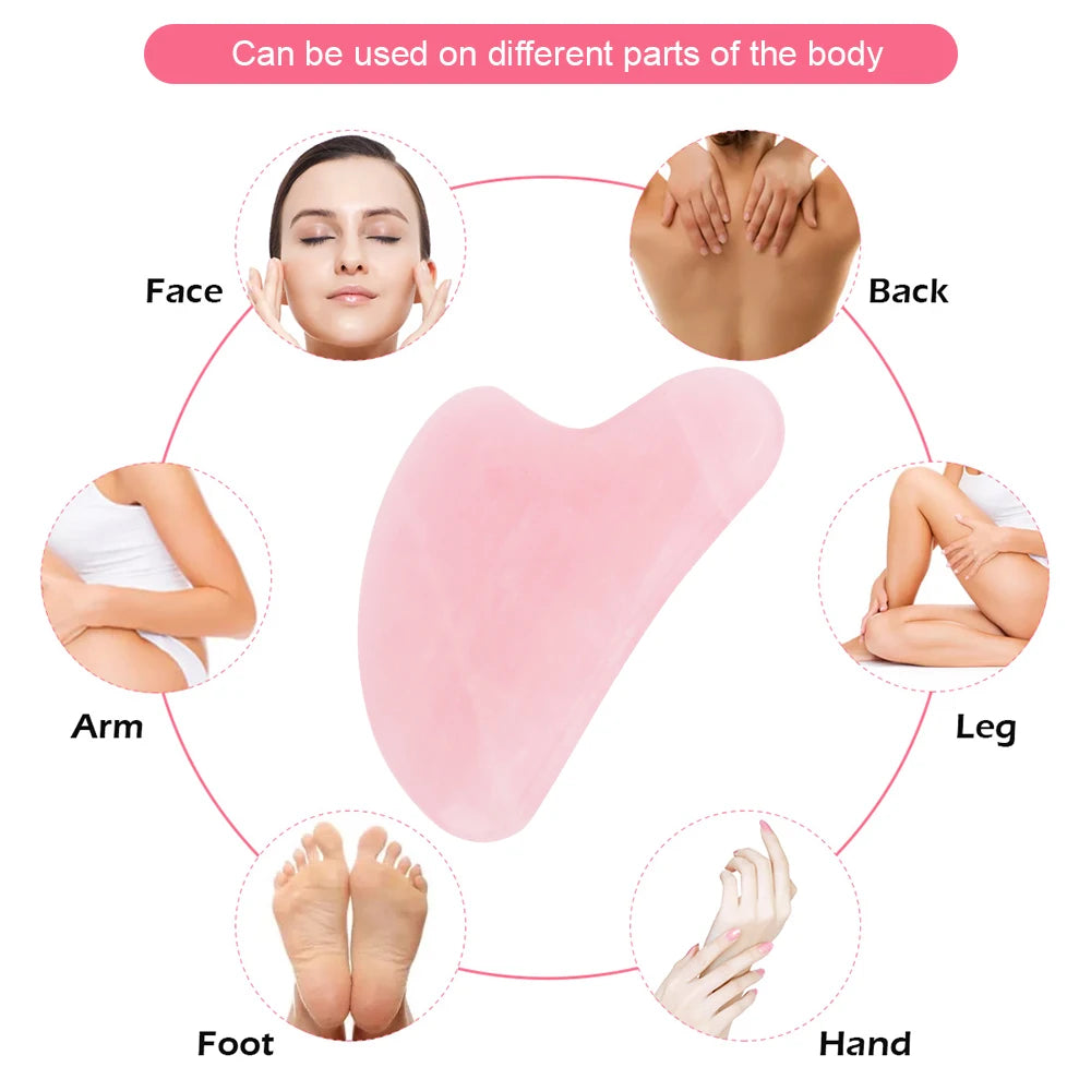 Natural Jade Gua Sha Board Original Rose Quartz Facial Massager Roller Stone Massage Face Neck Skin Lifting Care Face Mask