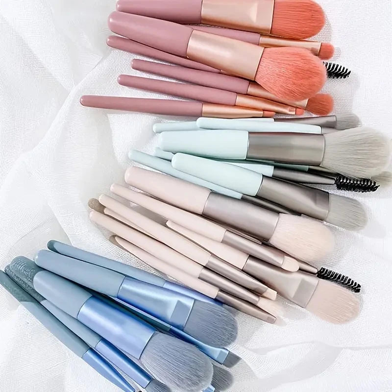 8pcs Travel Women Unicorn Makeup Brushes Set Portable Soft Concealer Beauty Foundation Eye Shadow Tool Eyelash Brush With Bag