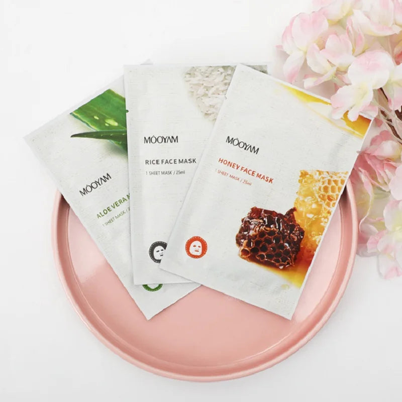 10pcs Fruit Plant Facial Mask Korean Skincare Product Moisturizing Hydrating Face Natural Fruit Plant Facial Sheet Mask