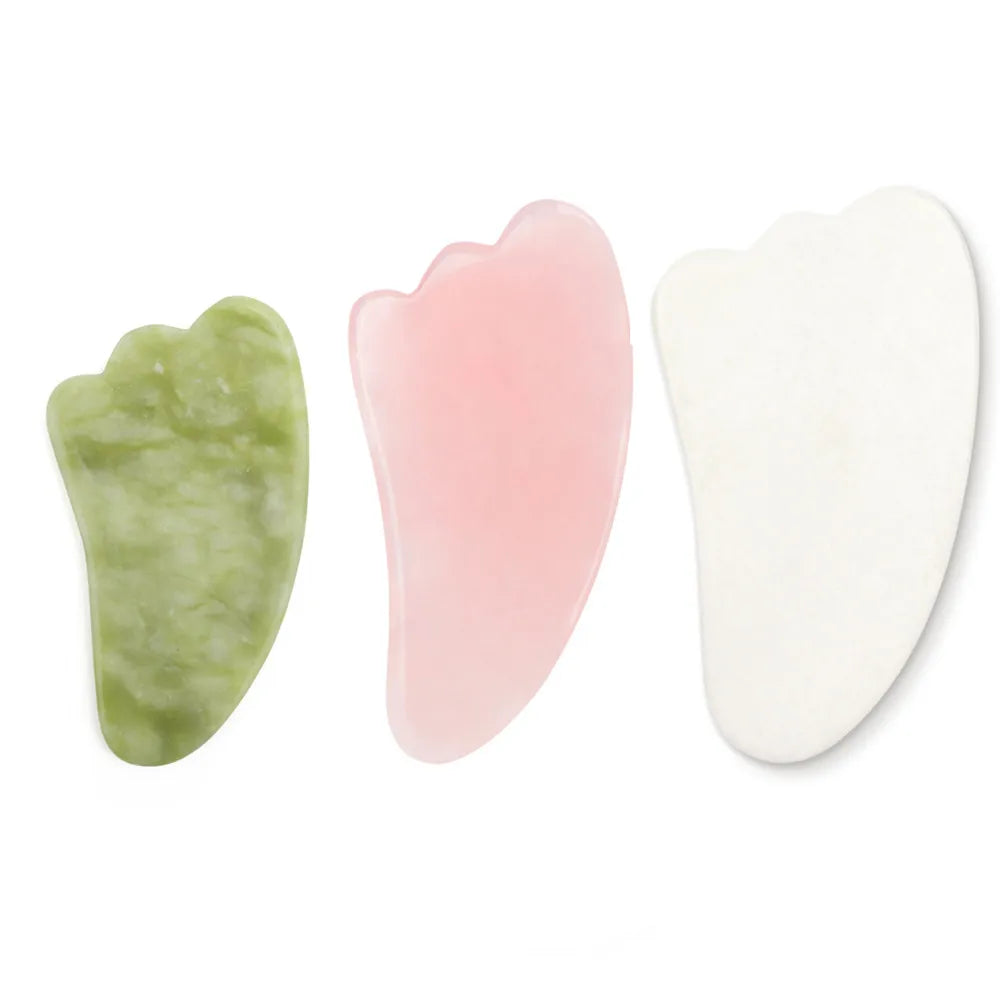 Natural Jade Gua Sha Board Original Rose Quartz Facial Massager Roller Stone Massage Face Neck Skin Lifting Care Face Mask