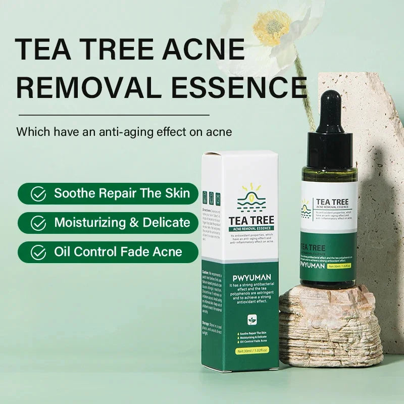 Tea Tree Acne Removal Facial Serum Anti Acne Pimples Remover Black head Pores Shrinking Essential Oil Control Smooth Skin Care