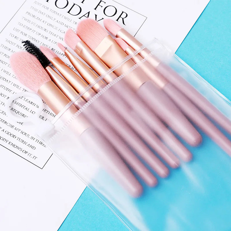 8pcs Travel Women Unicorn Makeup Brushes Set Portable Soft Concealer Beauty Foundation Eye Shadow Tool Eyelash Brush With Bag