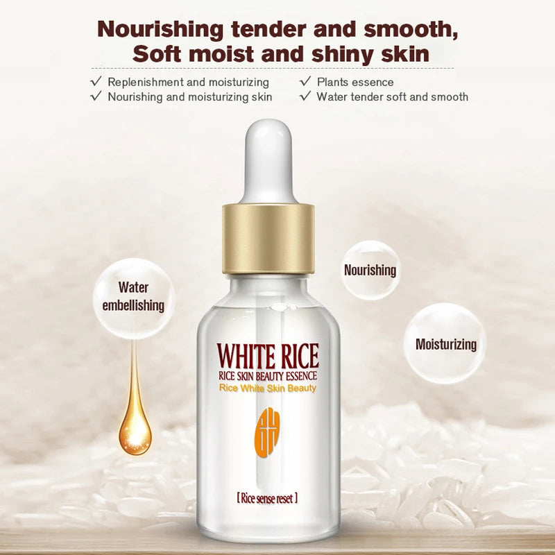 New White Rice Whitening Serum Face Moisturizing Cream Anti Wrinkle Anti Aging Face Fine Lines Acne Treatment Skin Care 15ml