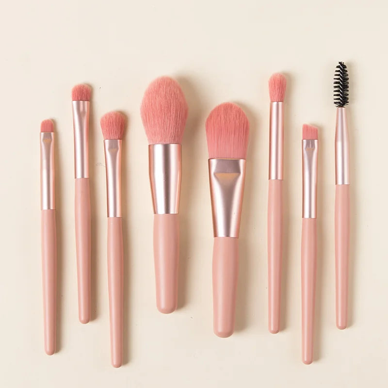 8pcs Travel Women Unicorn Makeup Brushes Set Portable Soft Concealer Beauty Foundation Eye Shadow Tool Eyelash Brush With Bag