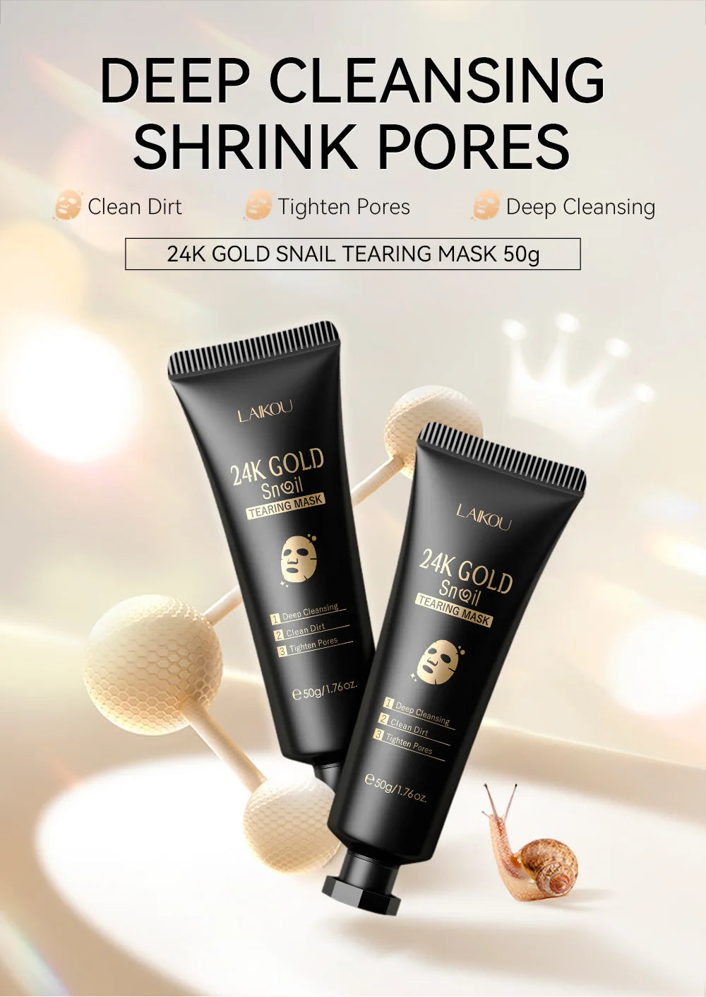LAIKOU 24K Gold Sakura Peeling Face Mask Firming Brightening Blackhead Removal Facial Tear Off Mask Skin Care Products