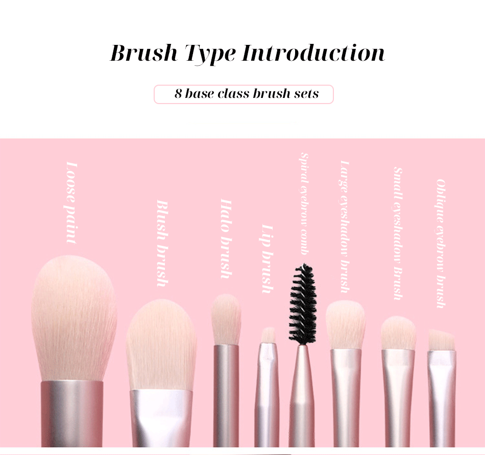 8pcs Travel Women Unicorn Makeup Brushes Set Portable Soft Concealer Beauty Foundation Eye Shadow Tool Eyelash Brush With Bag