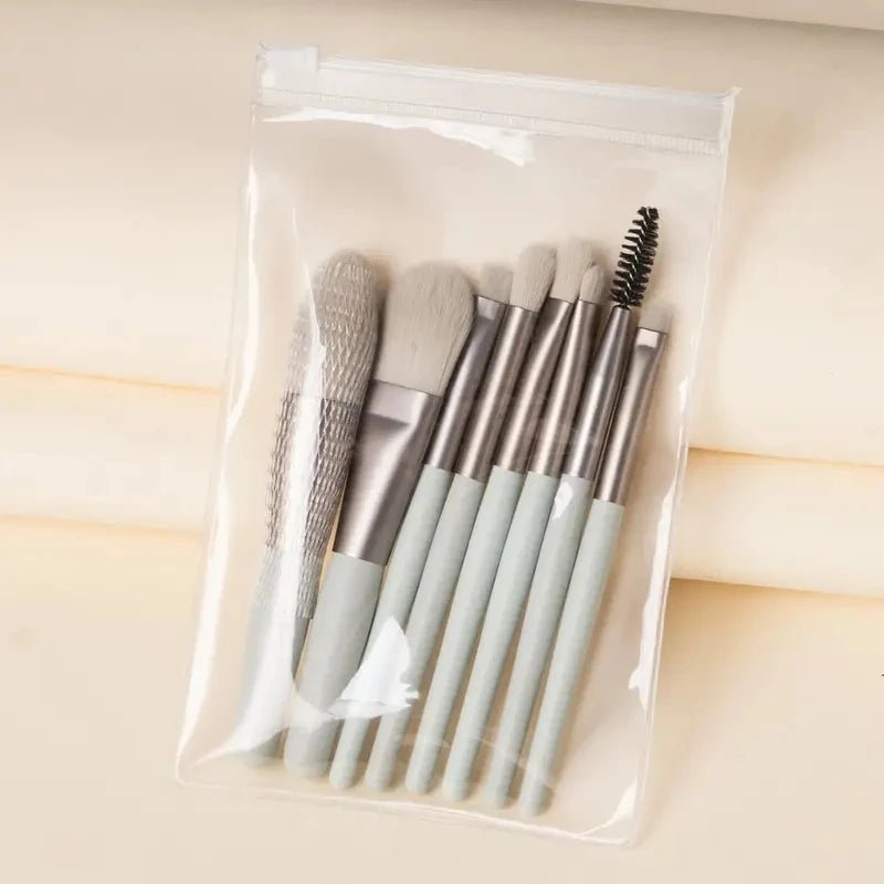 8pcs Travel Women Unicorn Makeup Brushes Set Portable Soft Concealer Beauty Foundation Eye Shadow Tool Eyelash Brush With Bag