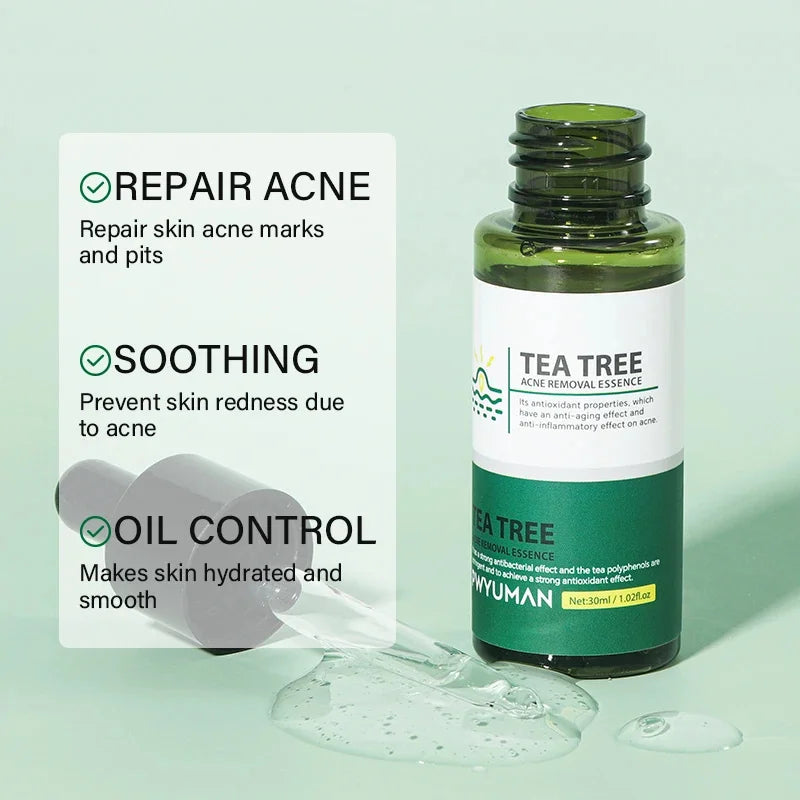 Tea Tree Acne Removal Facial Serum Anti Acne Pimples Remover Black head Pores Shrinking Essential Oil Control Smooth Skin Care