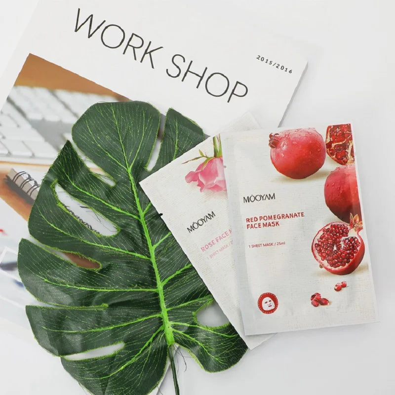 10pcs Fruit Plant Facial Mask Korean Skincare Product Moisturizing Hydrating Face Natural Fruit Plant Facial Sheet Mask