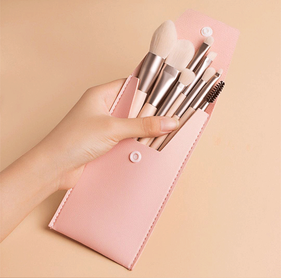 8pcs Travel Women Unicorn Makeup Brushes Set Portable Soft Concealer Beauty Foundation Eye Shadow Tool Eyelash Brush With Bag