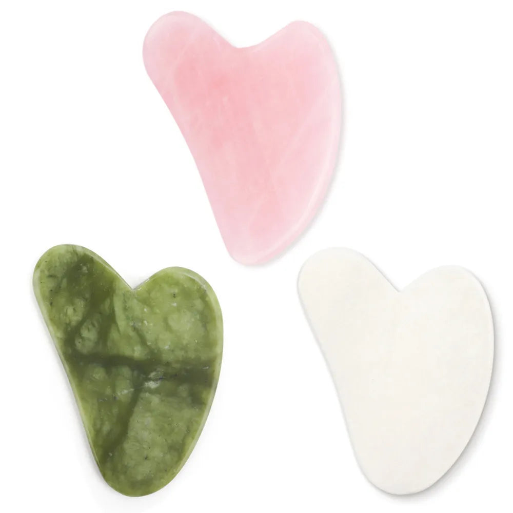 Natural Jade Gua Sha Board Original Rose Quartz Facial Massager Roller Stone Massage Face Neck Skin Lifting Care Face Mask