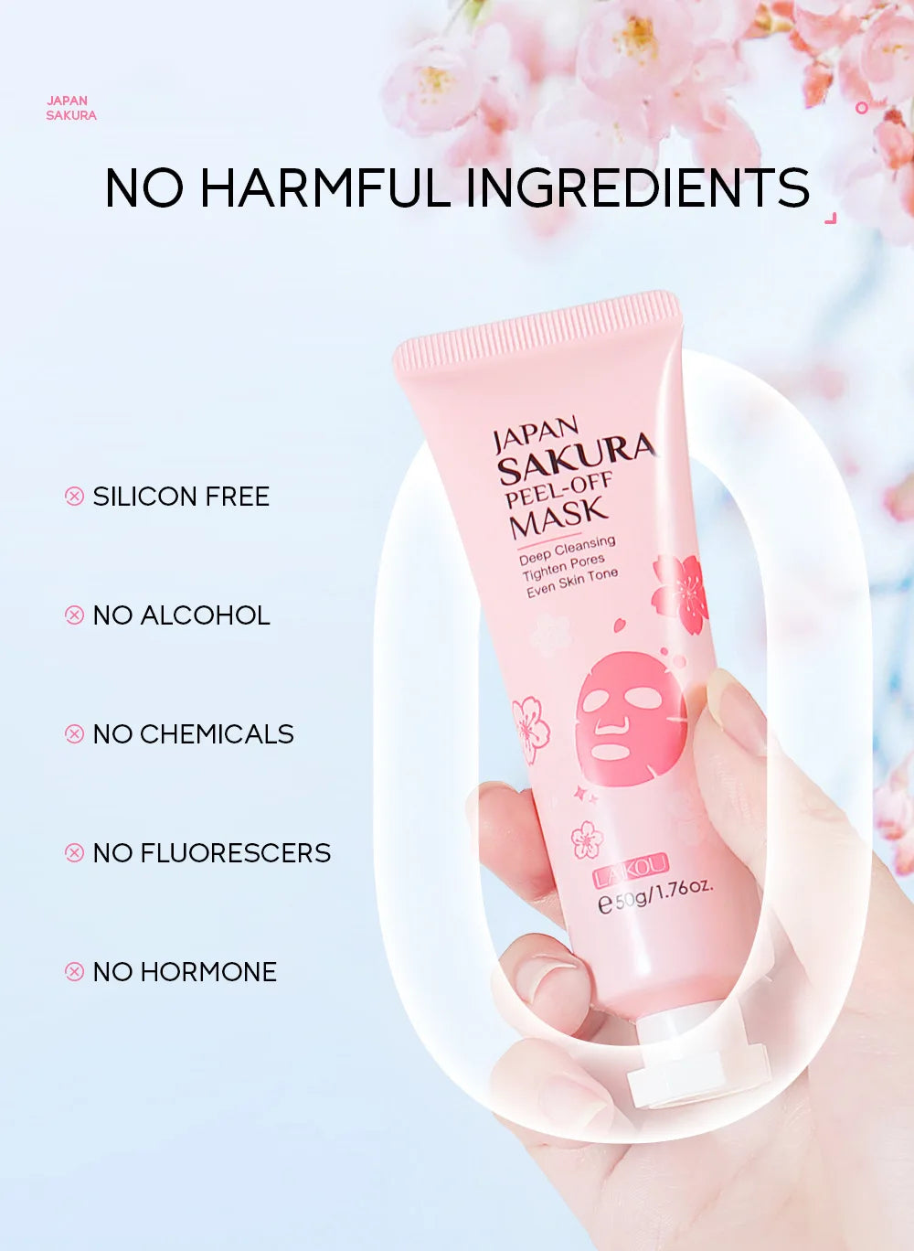 LAIKOU 24K Gold Sakura Peeling Face Mask Firming Brightening Blackhead Removal Facial Tear Off Mask Skin Care Products