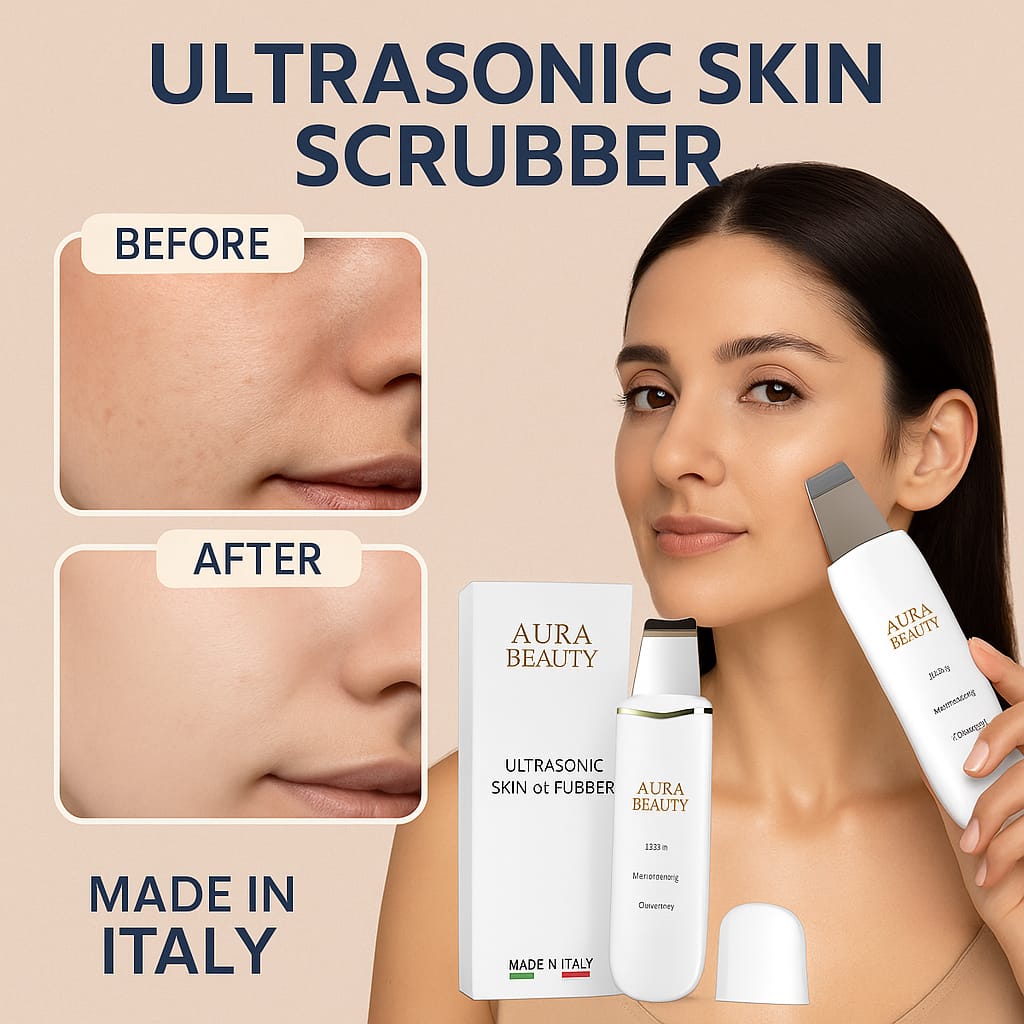 Aura Beauty Ultrasonic Skin Scrubber – Deep Pore Cleansing & Exfoliation Tool