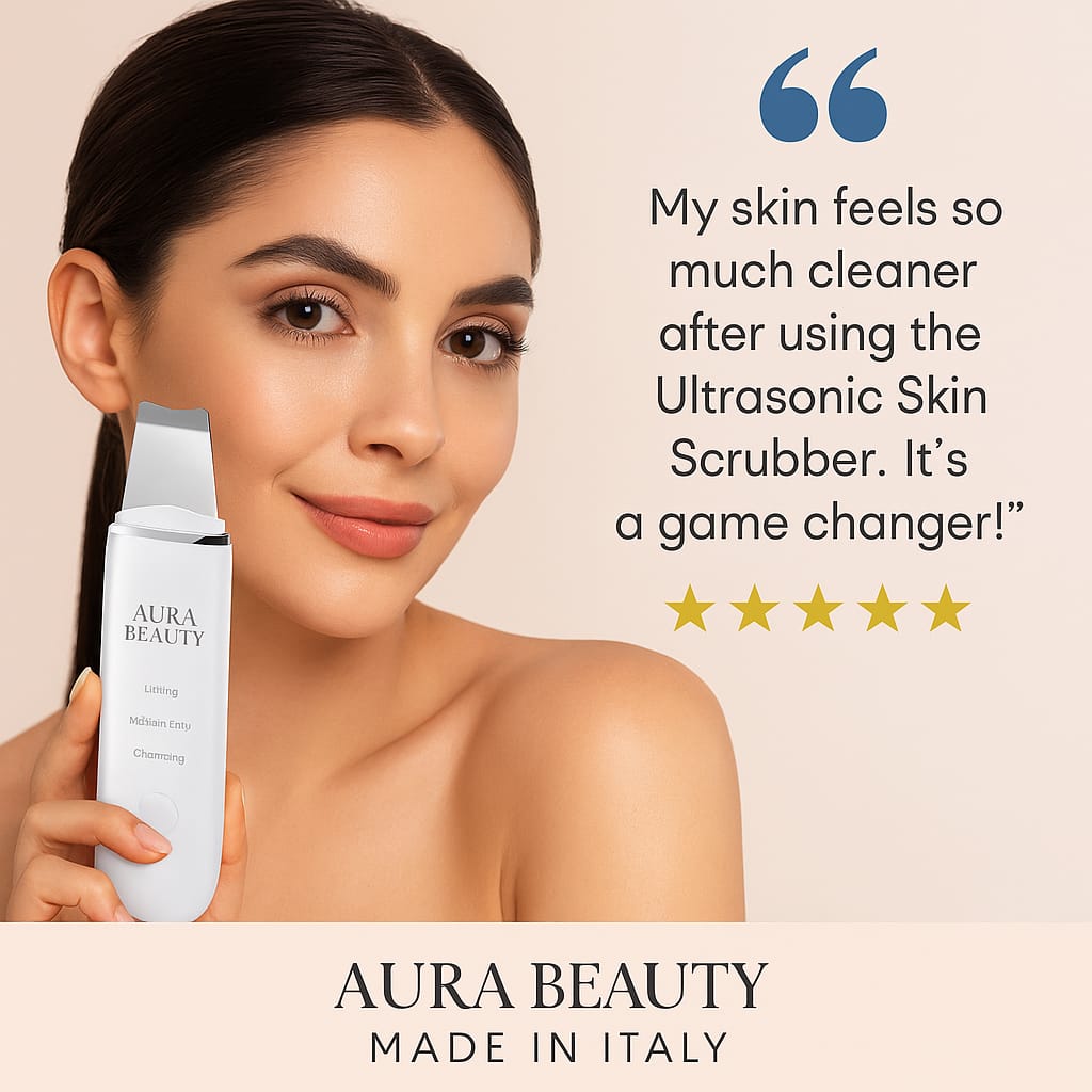 Aura Beauty Ultrasonic Skin Scrubber – Deep Pore Cleansing & Exfoliation Tool