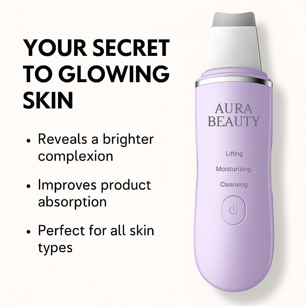 Aura Beauty Ultrasonic Skin Scrubber – Deep Pore Cleansing & Exfoliation Tool