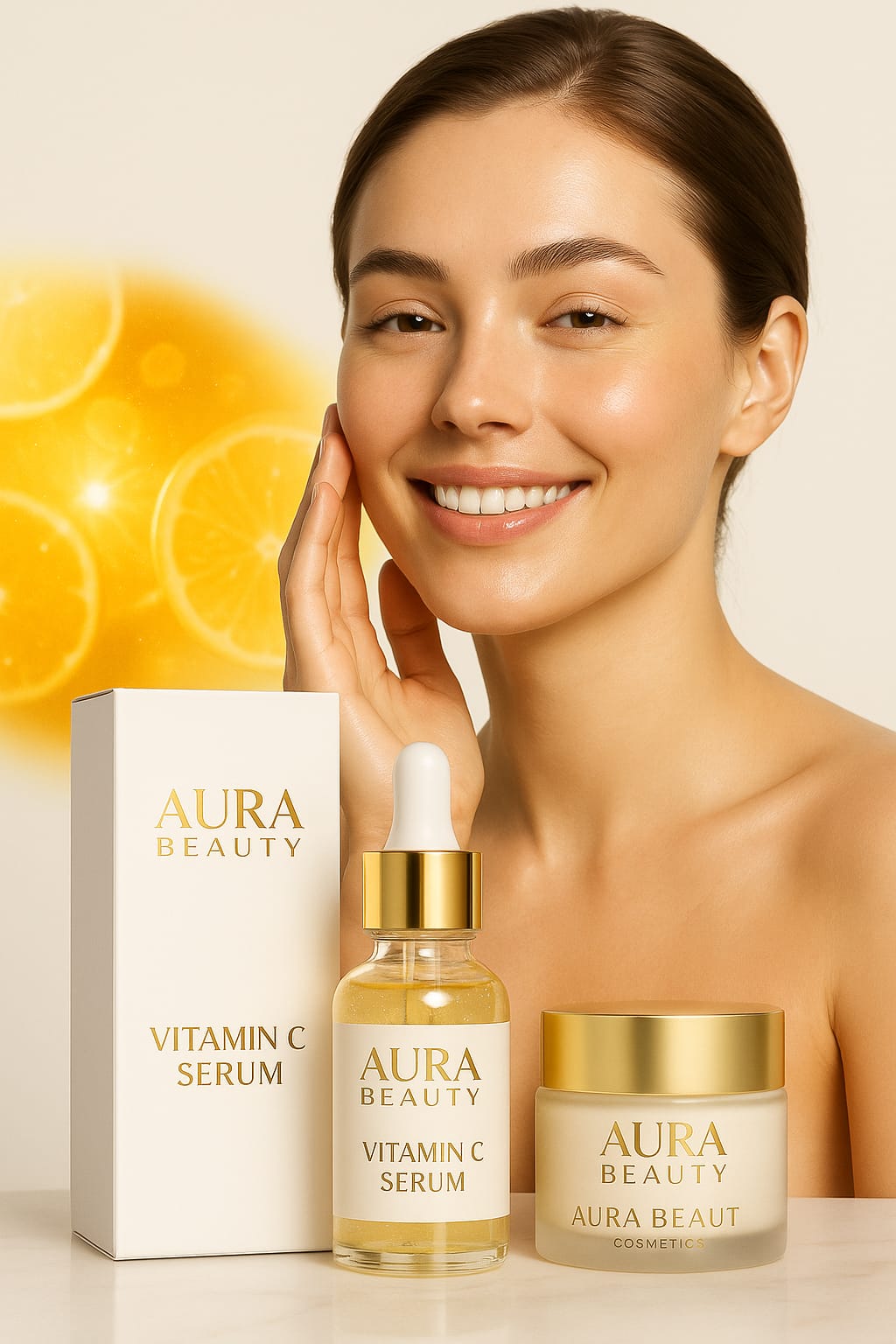 Vitamin C Serum for Face with Hyaluronic Acid – Lightening, Anti-Aging & Sun Protection - aura beauty cosmetics