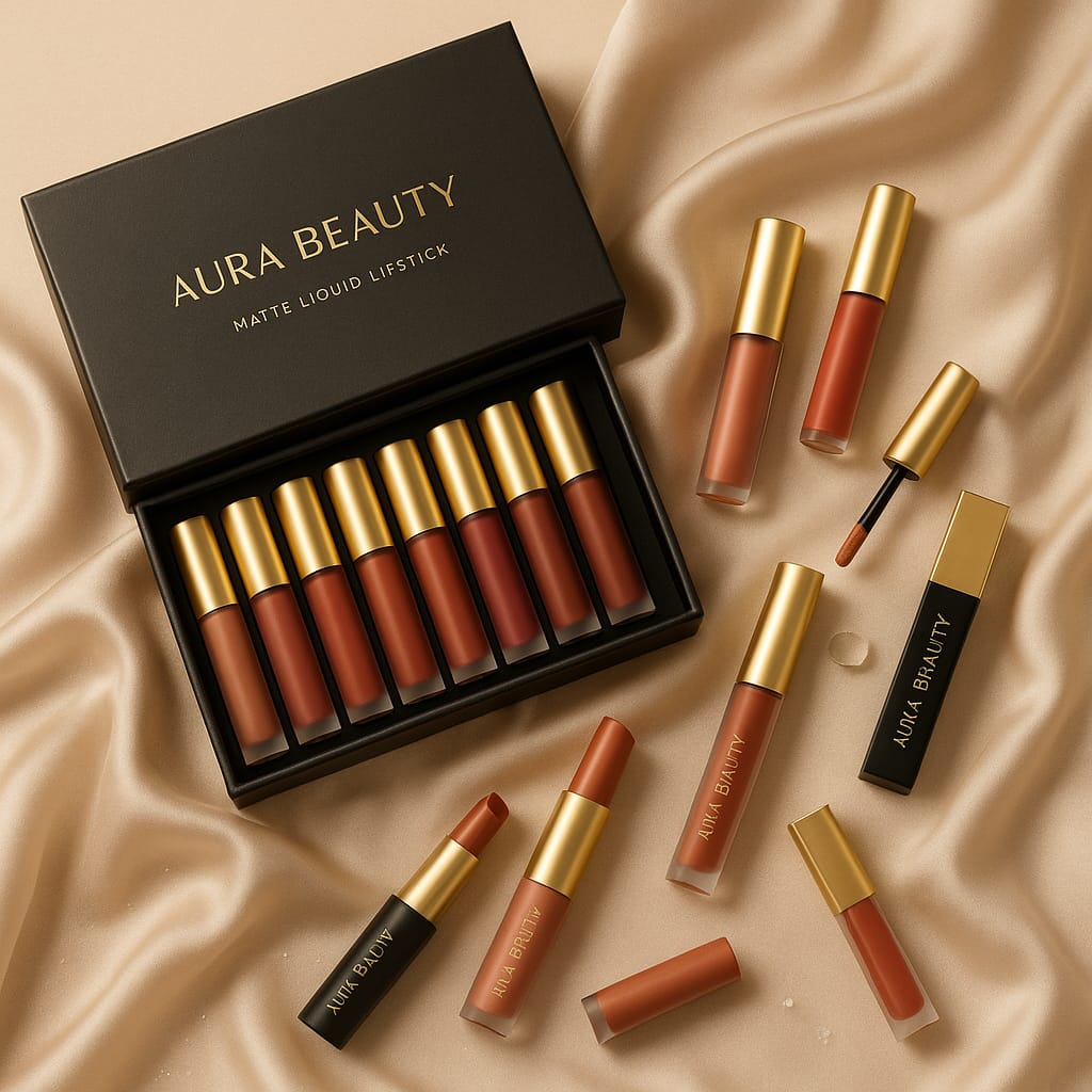 Liquid Lipstick Set: Long-Lasting & Waterproof Lip Gloss by HANDAIYAN - aura beauty cosmetics