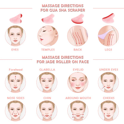 Natural Jade Gua Sha Board Original Rose Quartz Facial Massager Roller Stone Massage Face Neck Skin Lifting  Care Face Mask