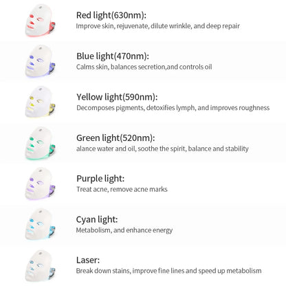 Wireless 7 Colors Light Led Facial Mask Red Light Therapy Photon Face Masks Wrinkle Anti-Acne Tighten Skin care Beauty Machine