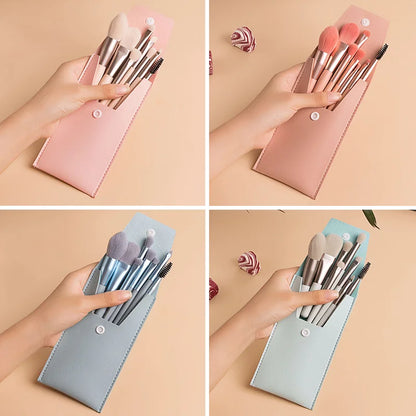 8pcs Travel Women Unicorn Makeup Brushes Set Portable Soft Concealer Beauty Foundation Eye Shadow Tool Eyelash Brush With Bag