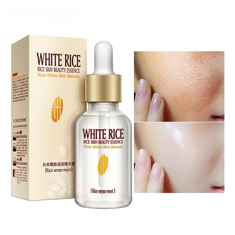 New White Rice Whitening Serum Face Moisturizing Cream Anti Wrinkle Anti Aging Face Fine Lines Acne Treatment Skin Care 15ml