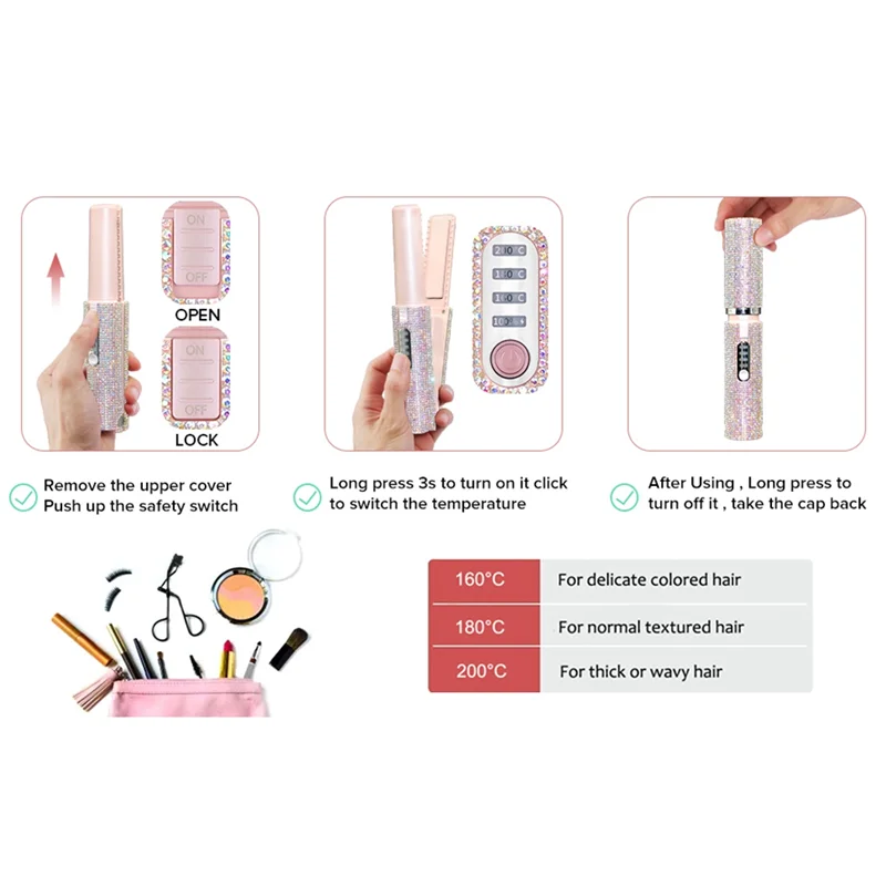 2-In-1 Electric USB Hair Straightening Brush Straightener Flat Iron Multifunctional Comb Straightening Styler