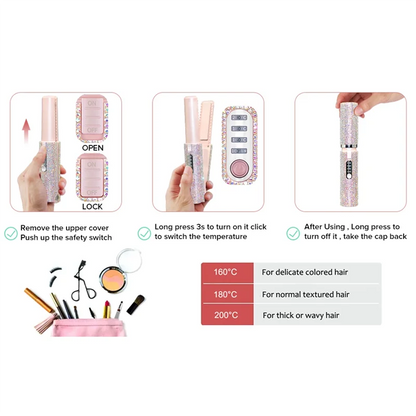 2-In-1 Electric USB Hair Straightening Brush Straightener Flat Iron Multifunctional Comb Straightening Styler