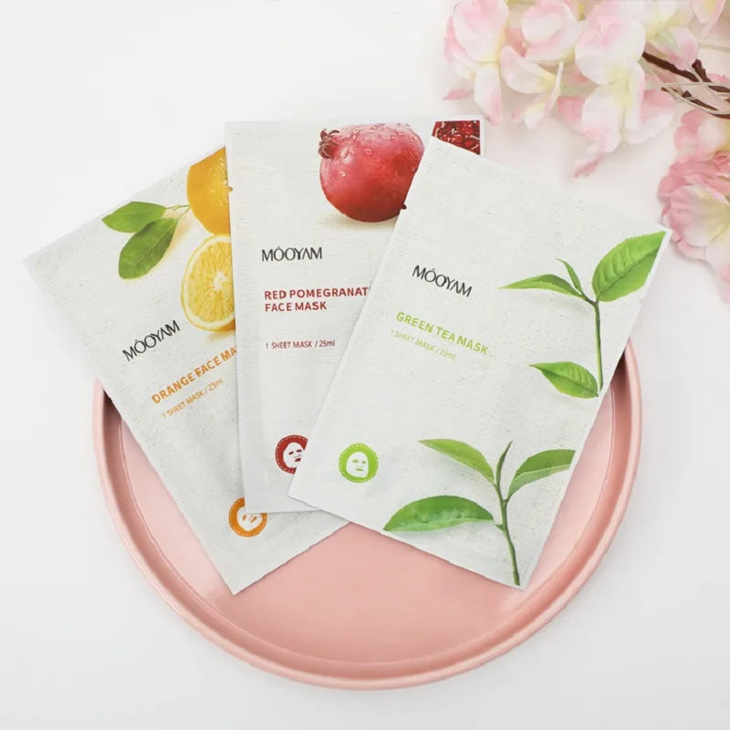 10pcs Fruit Plant Facial Mask Korean Skincare Product Moisturizing Hydrating Face Natural Fruit Plant Facial Sheet Mask