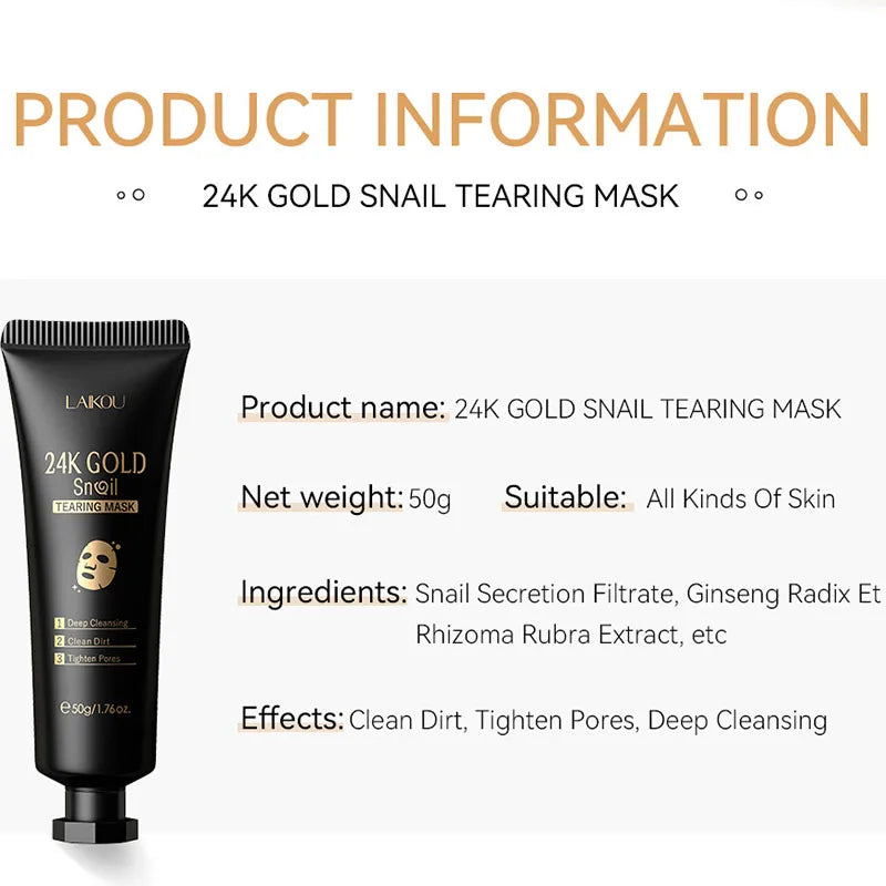 LAIKOU 24K Gold Sakura Peeling Face Mask Firming Brightening Blackhead Removal Facial Tear Off Mask Skin Care Products