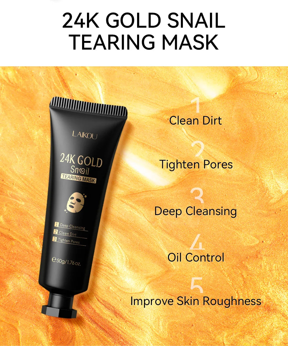 LAIKOU 24K Gold Sakura Peeling Face Mask Firming Brightening Blackhead Removal Facial Tear Off Mask Skin Care Products