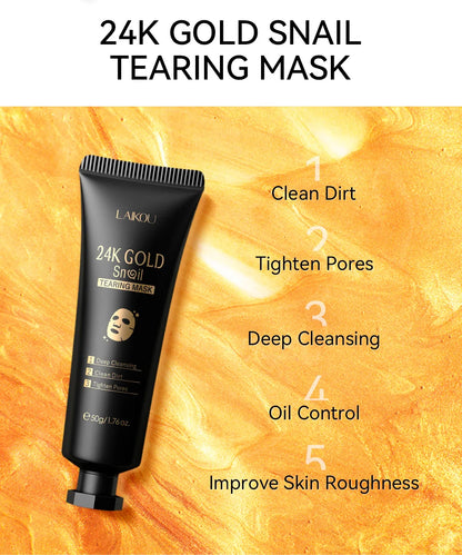 LAIKOU 24K Gold Sakura Peeling Face Mask Firming Brightening Blackhead Removal Facial Tear Off Mask Skin Care Products