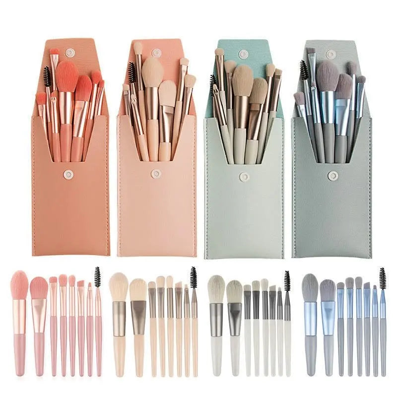 8pcs Travel Women Unicorn Makeup Brushes Set Portable Soft Concealer Beauty Foundation Eye Shadow Tool Eyelash Brush With Bag