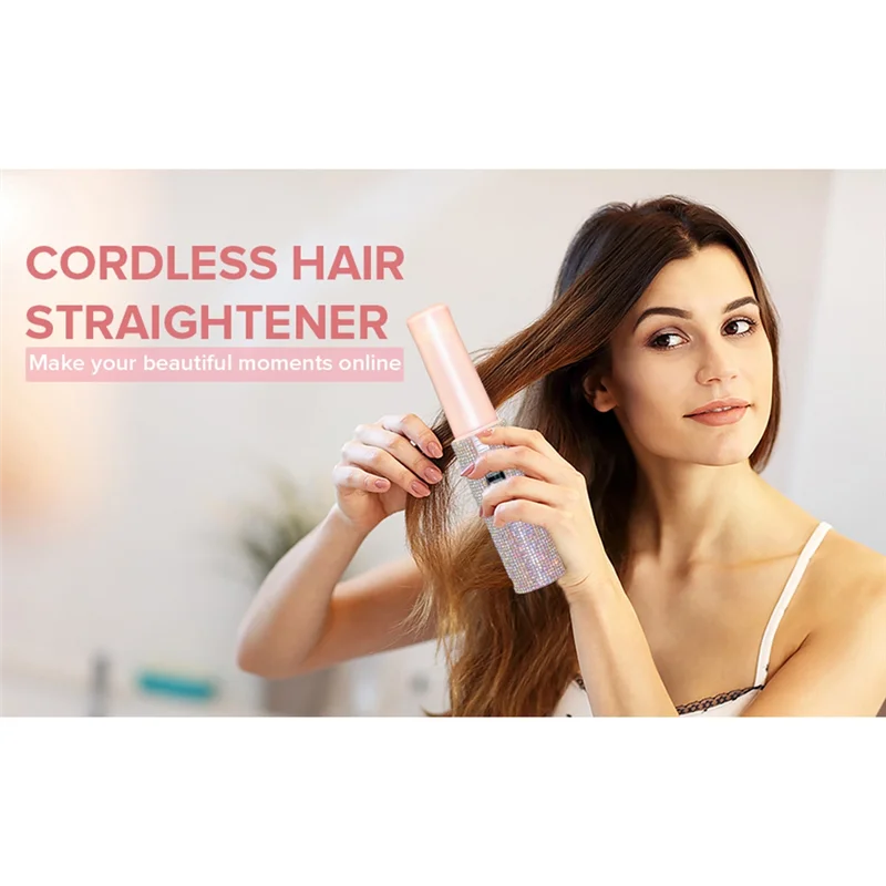 2-In-1 Electric USB Hair Straightening Brush Straightener Flat Iron Multifunctional Comb Straightening Styler