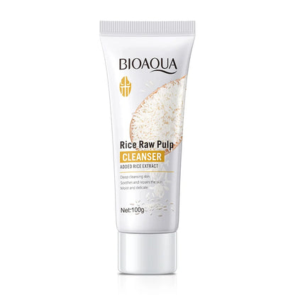 BIOAQUA Rice Raw Pulp Facial Cleanser Face Wash Foam skincare Moisturizing Skin Brightening Rejuvenation Face Cleanser Skin Care