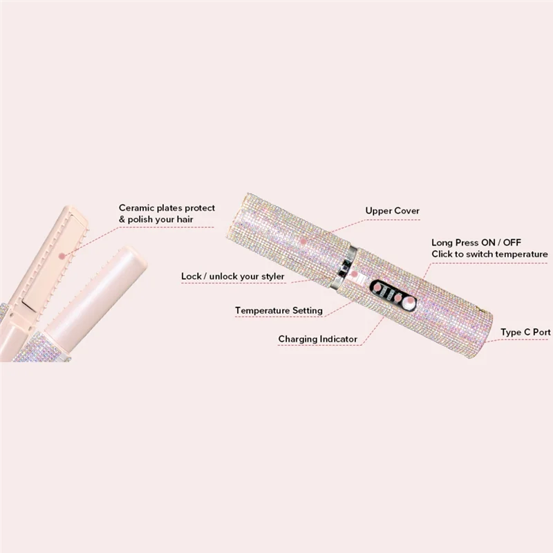 2-In-1 Electric USB Hair Straightening Brush Straightener Flat Iron Multifunctional Comb Straightening Styler