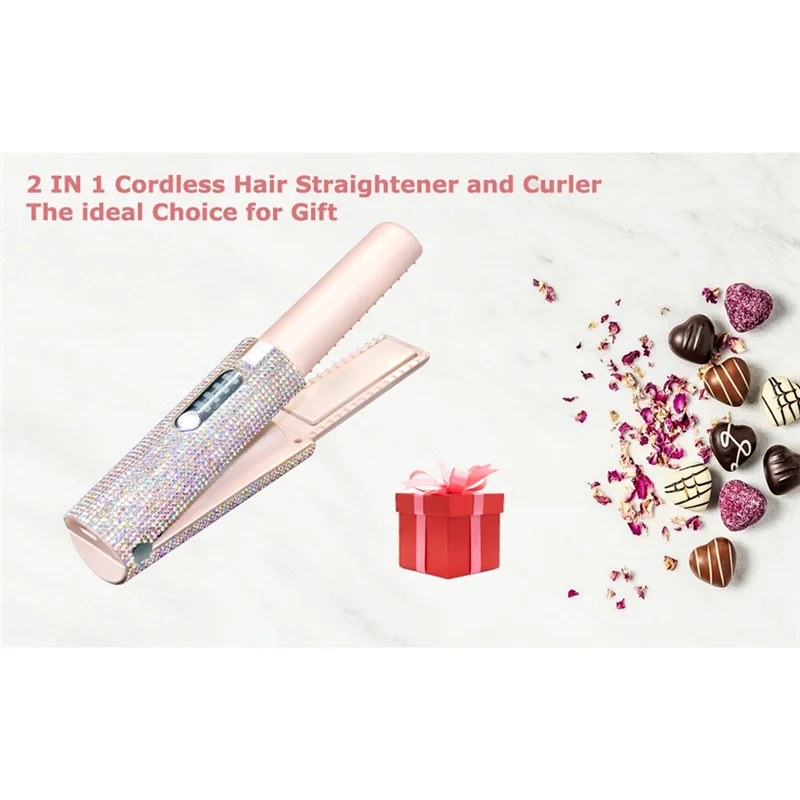 2-In-1 Electric USB Hair Straightening Brush Straightener Flat Iron Multifunctional Comb Straightening Styler
