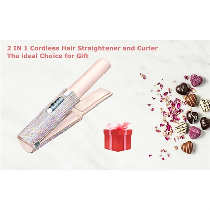 2-In-1 Electric USB Hair Straightening Brush Straightener Flat Iron Multifunctional Comb Straightening Styler