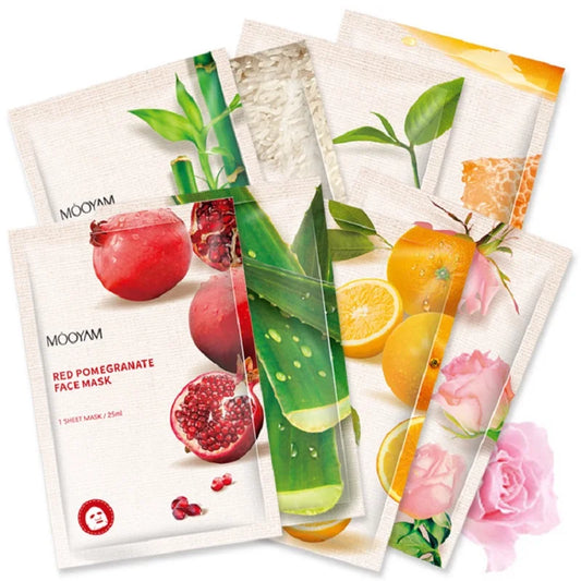 10pcs Fruit Plant Facial Mask Korean Skincare Product Moisturizing Hydrating Face Natural Fruit Plant Facial Sheet Mask
