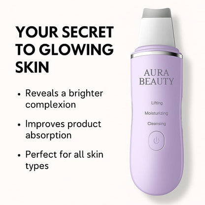 Aura Beauty Ultrasonic Skin Scrubber – Deep Pore Cleansing & Exfoliation Tool
