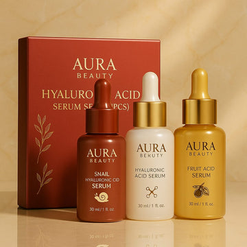 Hyaluronic Acid Face Serum Set (3pcs) – Hydrating & Anti-Aging | Aura Beauty