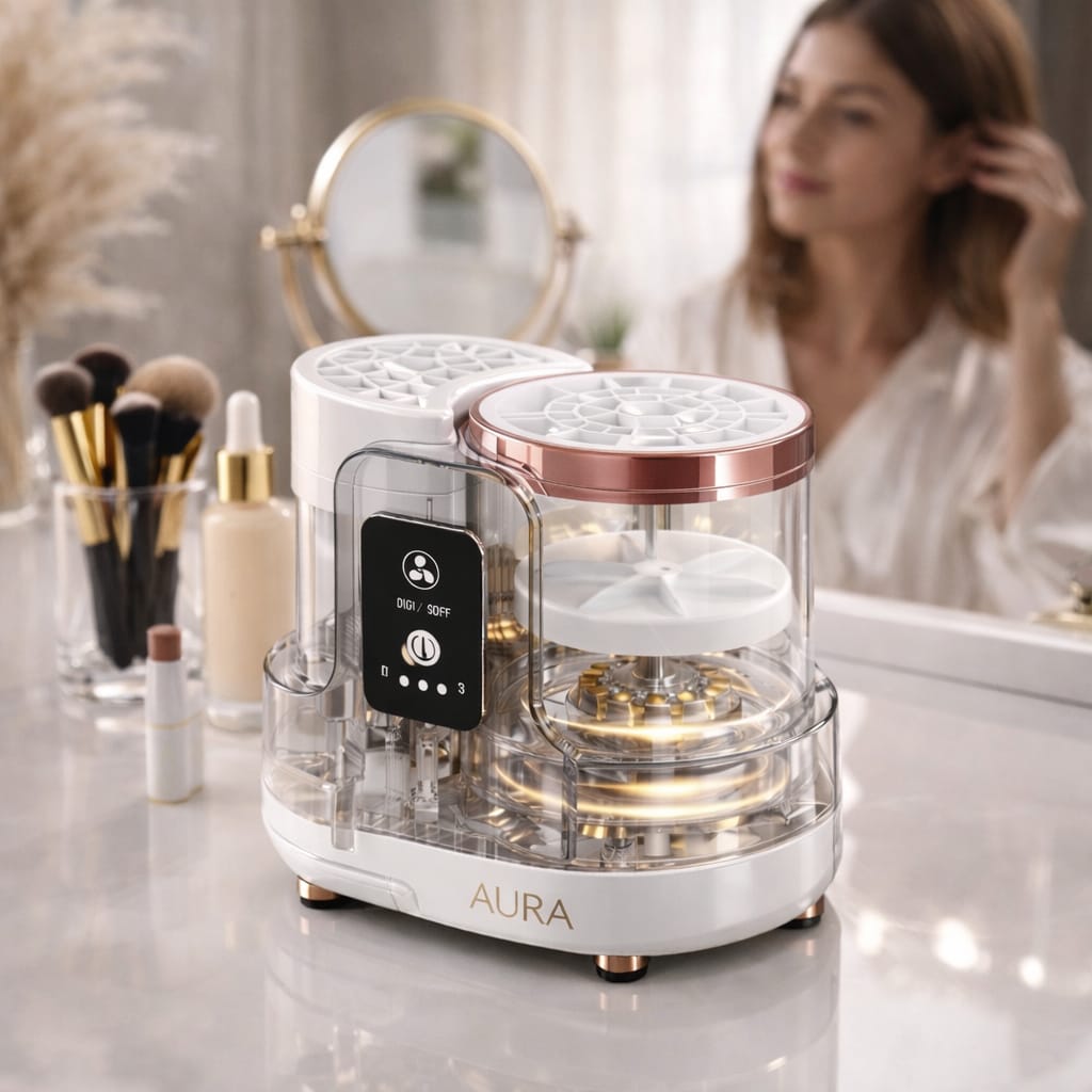 3-in-1 Automatic Makeup Brush Cleaner & Dryer Machine – Deep Cleaning Cosmetic Brush Washing System – Aura Beauty