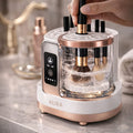 Makeup brush cleaning and drying device